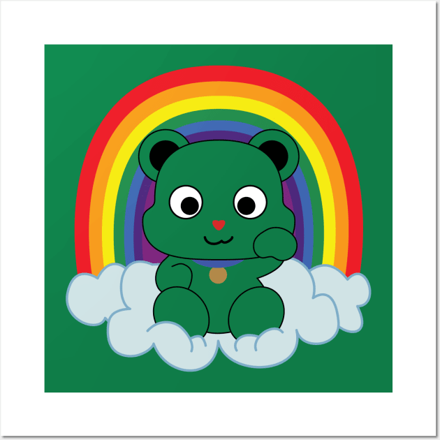 Rainbow Mankei Kuma Dark Outline Wall Art by StineBrunson